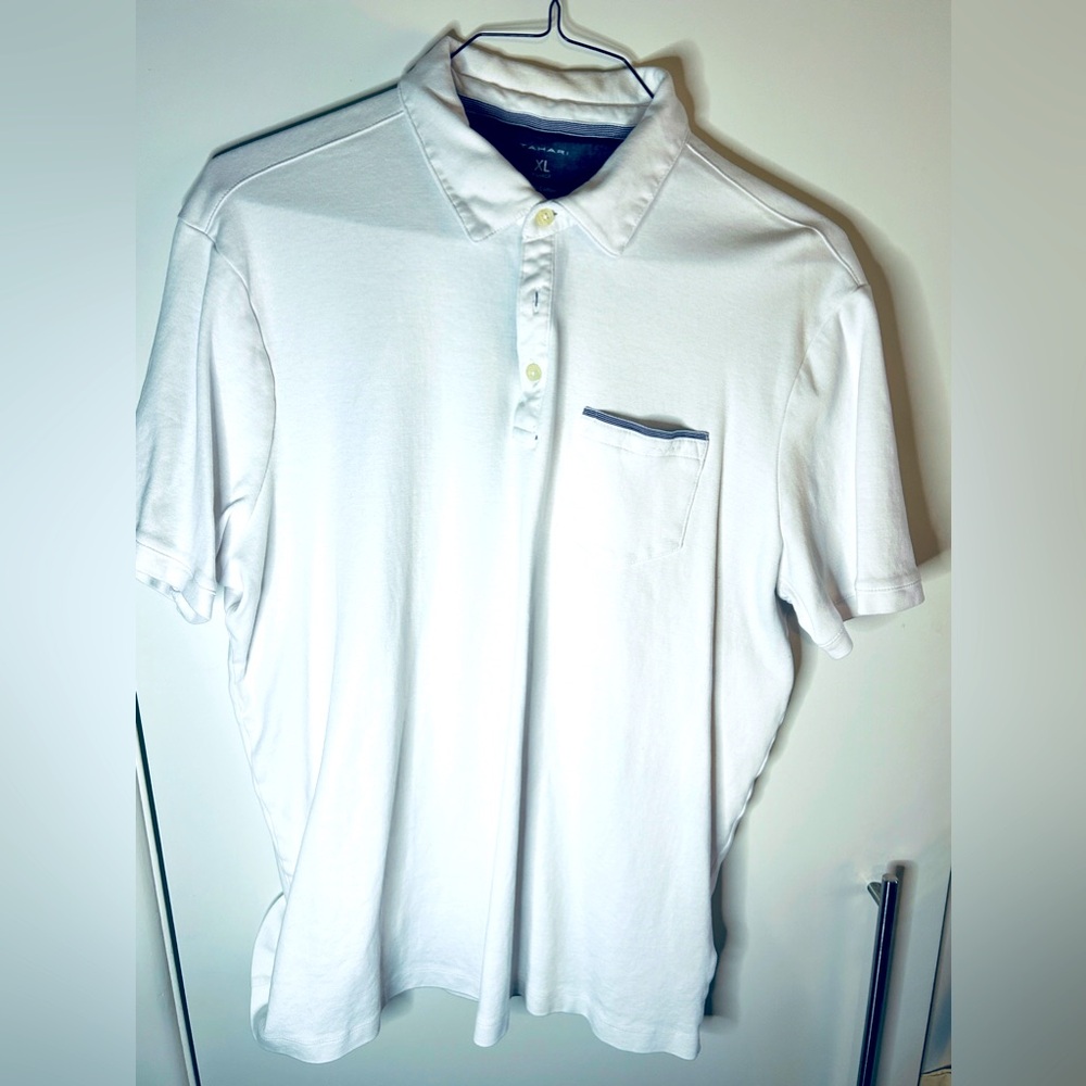 Size XL Tahari 100% Cotton White Polo